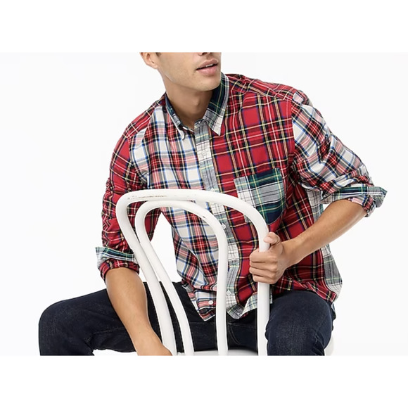J Crew Factory Slim Untucked Holiday Tartan Plaid Button-up Shirt | Mens M, NEW! - Picture 3 of 5